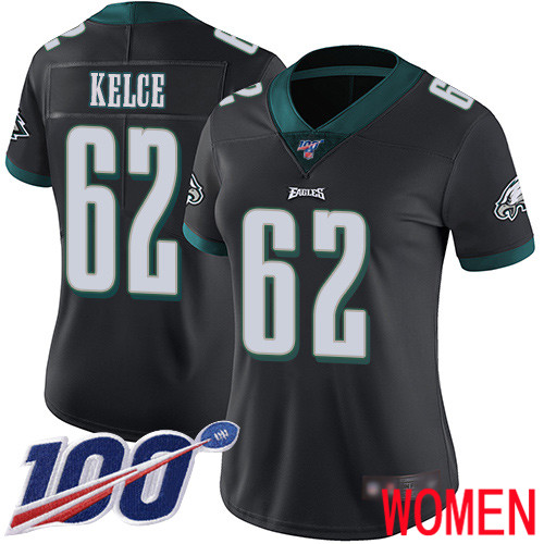 Women Philadelphia Eagles #62 Jason Kelce Black Alternate Vapor Untouchable NFL Jersey Limited Player